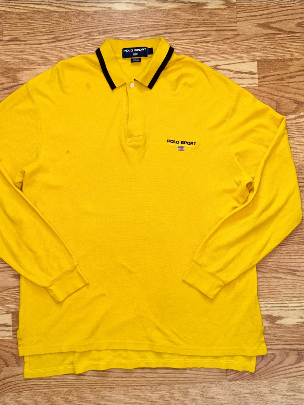 Polo by Ralph Lauren Polo Sport Yellow Long Sleeve Polo with Black Collar Trim